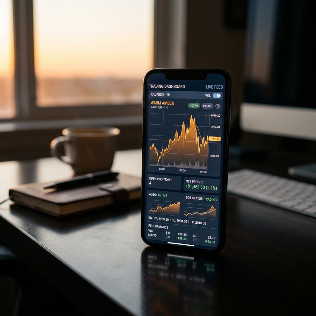 Interfaccia mobile della piattaforma di trading AI criptovalute Diaformin